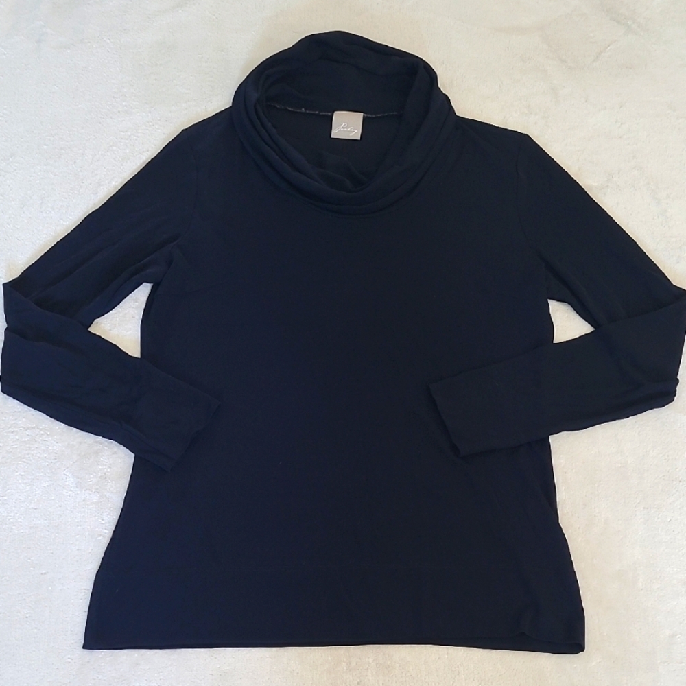 Poetry Womens 100% Silk Long Sleeve Cowl Neck Blouse Top Blue Size 8 Designer